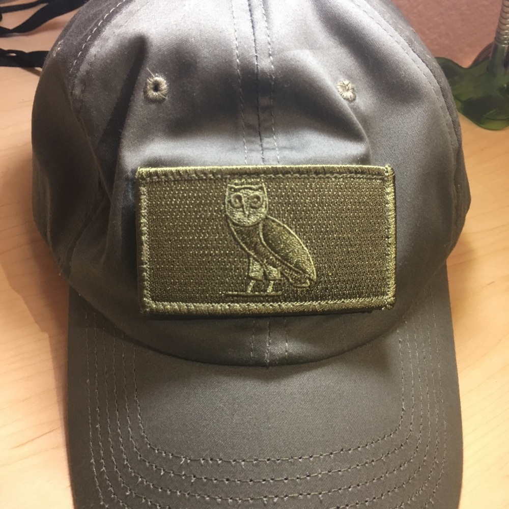 OVO Olive Green Strapback hat with removable patch